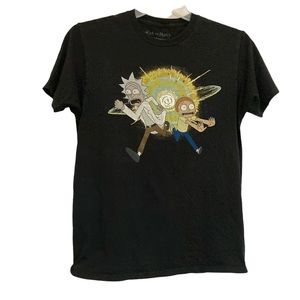 Rick and Morty Unisex Medium T Shirt Black Graphic Ripple Junction Adult Swim